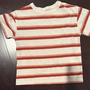 Cat & Jack Cream and Rust Striped Short Sleeve Tee